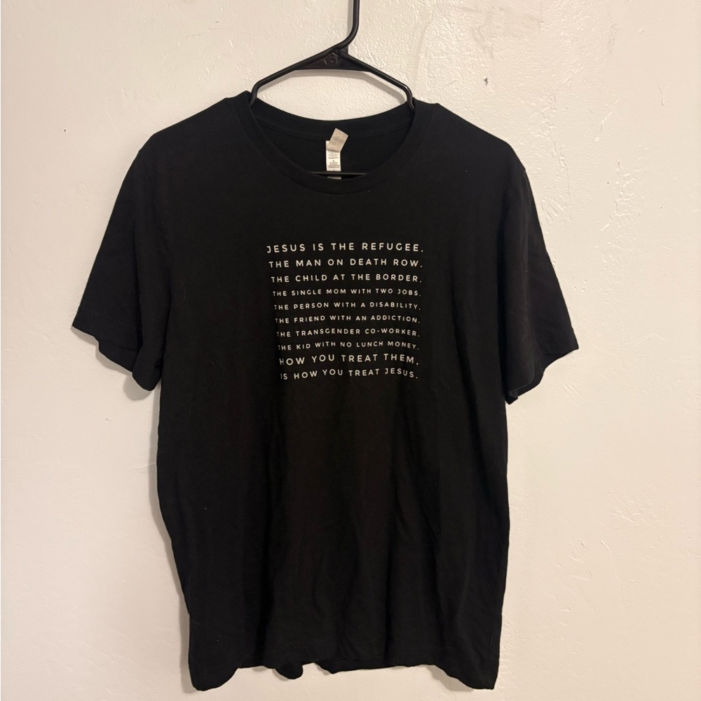 Black Graphic T-Shirt Jesus is the refugee